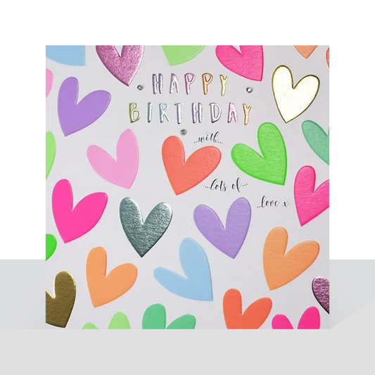 Happy birthday, bright hearts card