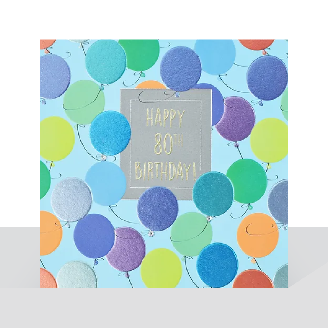 80th birthday, balloons card