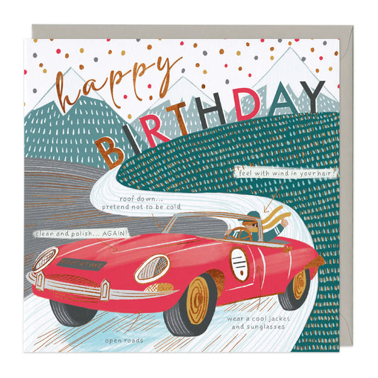 Happy Birthday, sports car - card