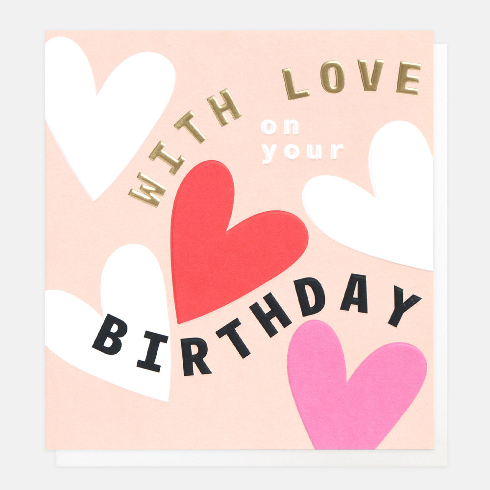 Birthday love, hearts - card