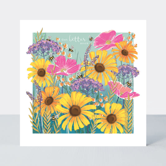 Get better soon, flower meadow - Rachel Ellen Gallery card
