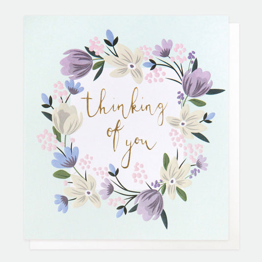 Thinking of you floral wreath - card