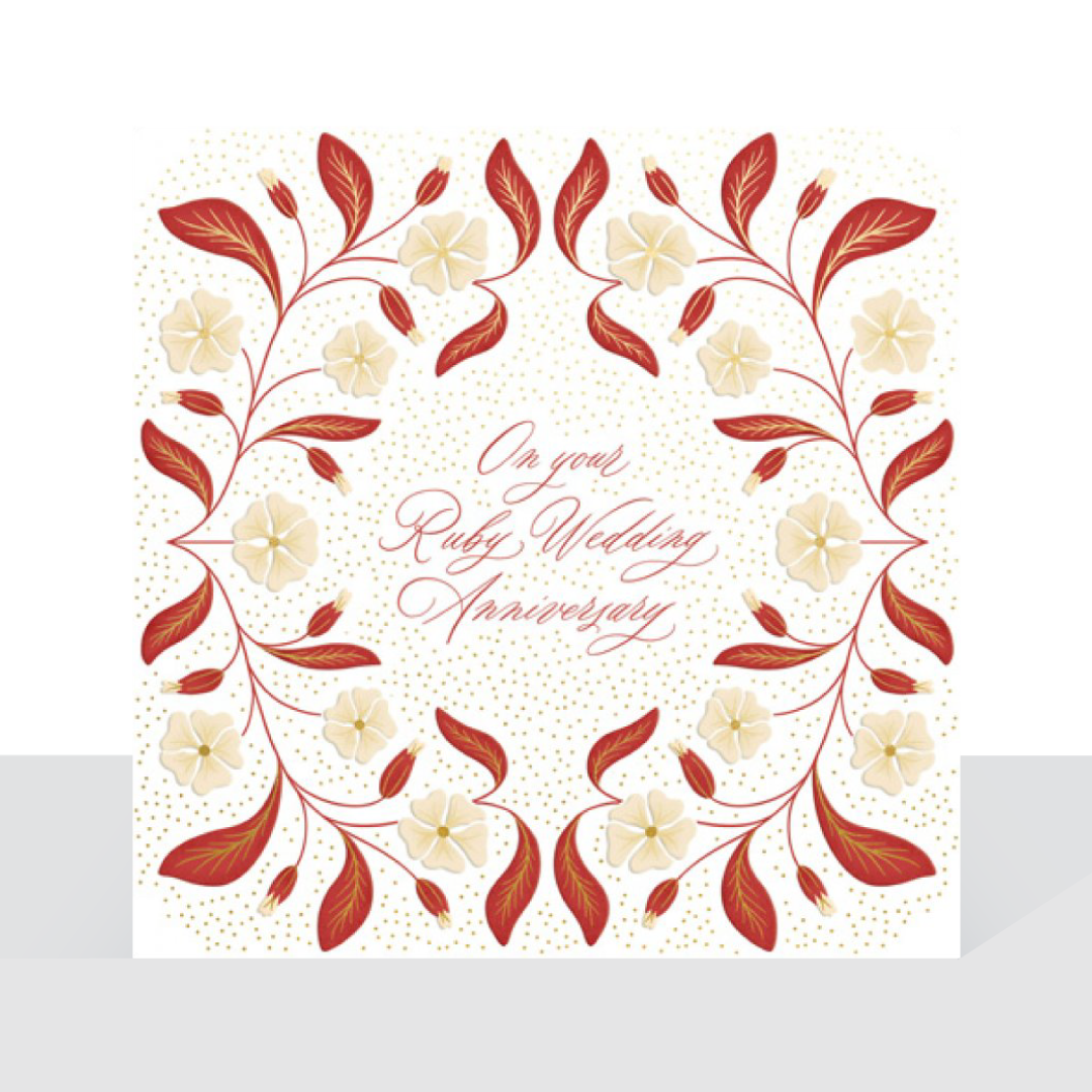 On your Ruby Wedding Anniversary - The Leaf card