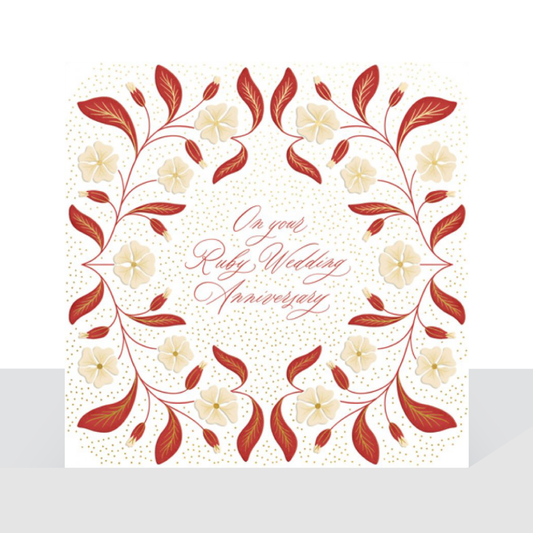 On your Ruby Wedding Anniversary - The Leaf card