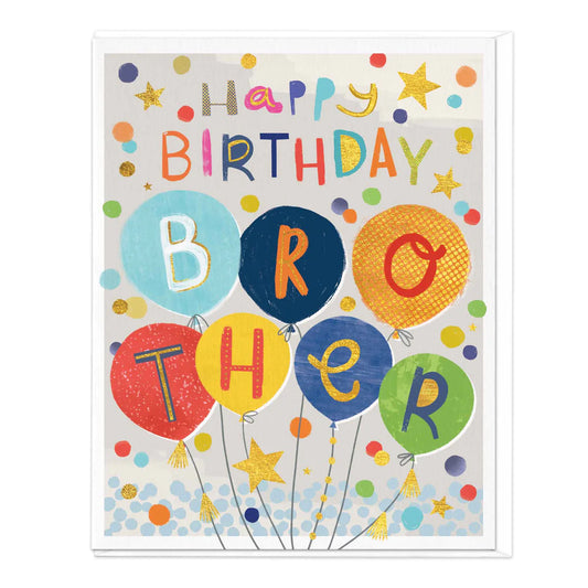 Brother Happy birthday, balloons - Whistlefish card