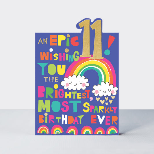 Girls 11th birthday, bright & sparkly - Rachel Ellen Tiptoes card