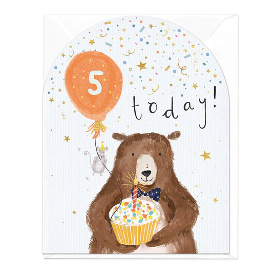 5 today bear birthday - card