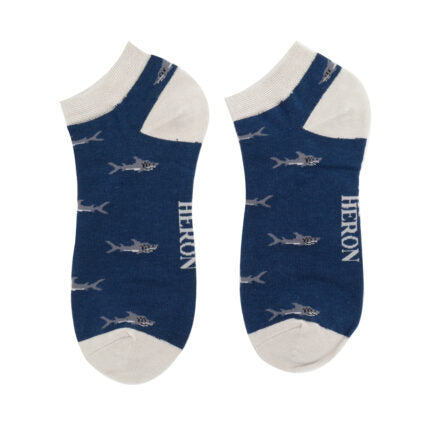 Men’s bamboo trainer socks - sharks navy