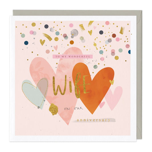 Wife - Our anniversary hearts - card