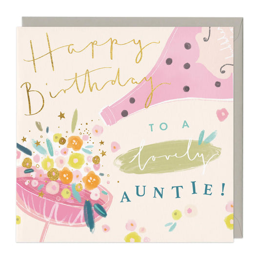 Birthday, lovely Auntie, bubbly - card