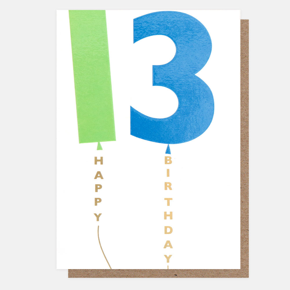 13, happy birthday - card