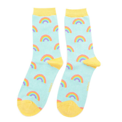 Bamboo socks - duck egg rainbows