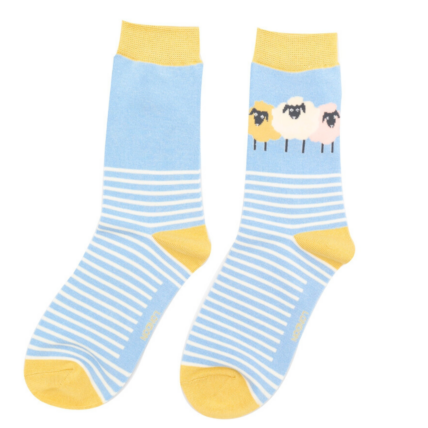 Bamboo socks - light blue/lemon sheep pals