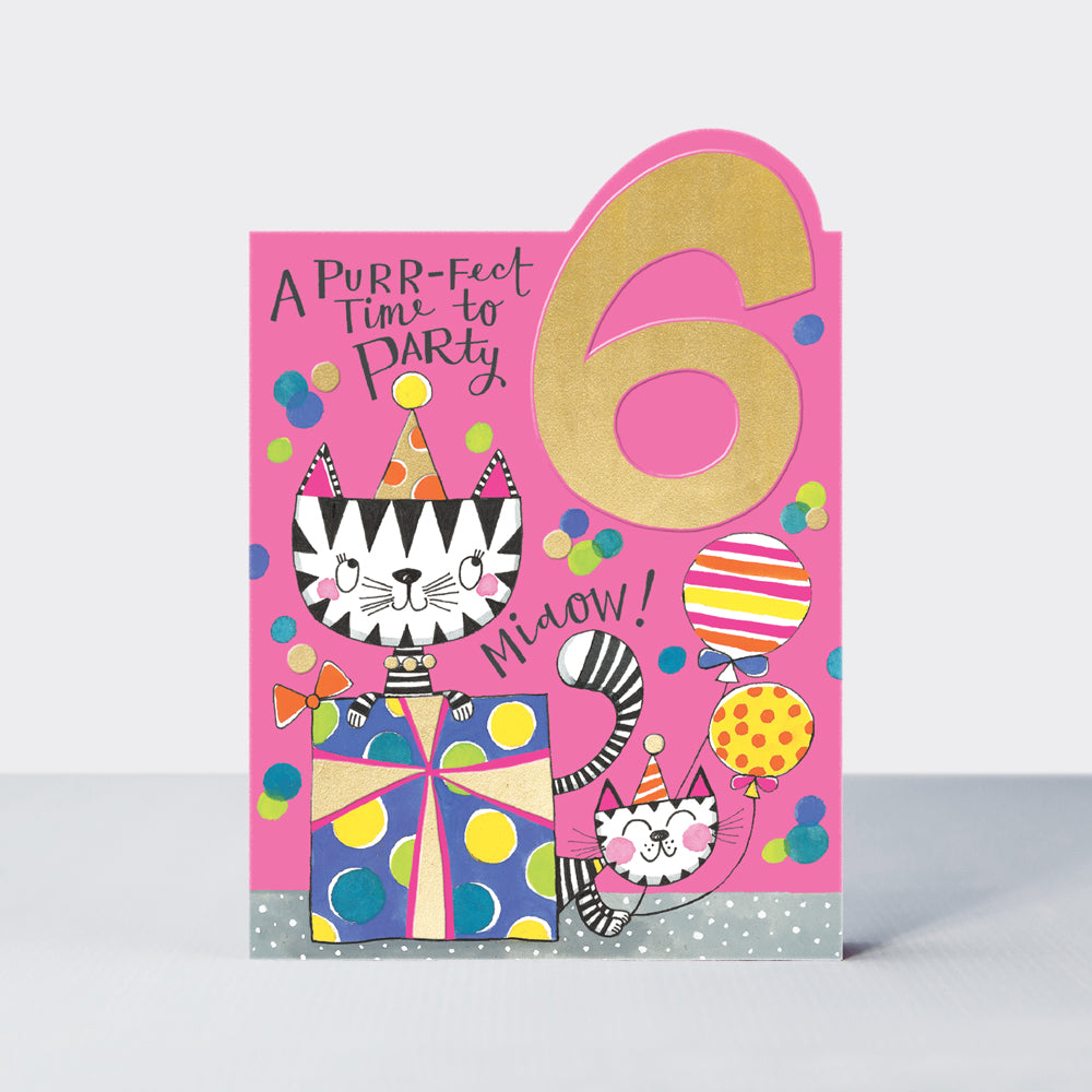 Girls 6th birthday, cat - Rachel Ellen Tiptoes card