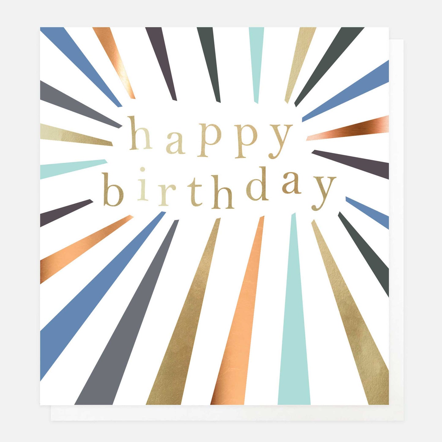 Happy birthday, metallic rays - card