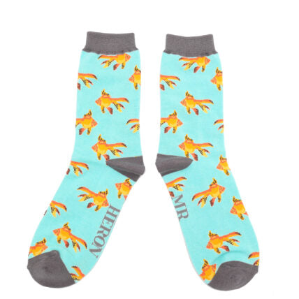 Men’s bamboo socks - aqua goldfish