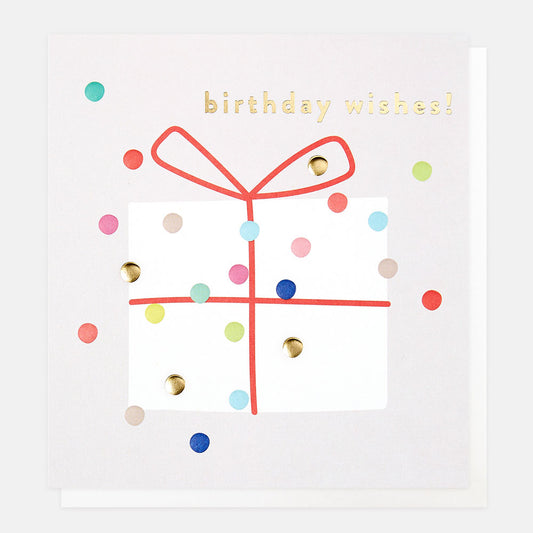 Birthday wishes, spotty present - card