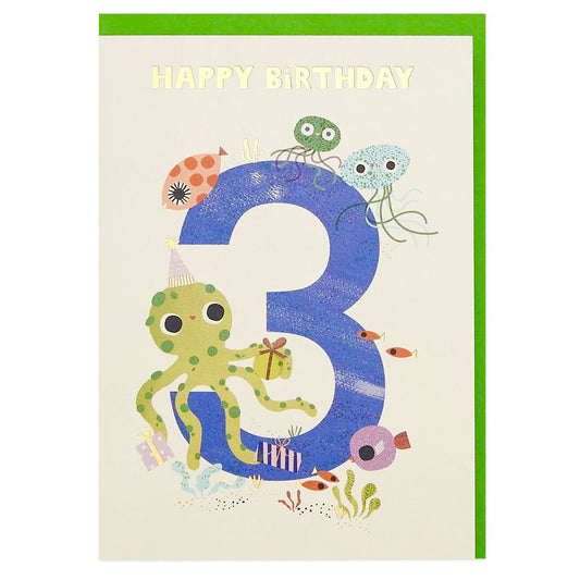 Underwater party age 3 card