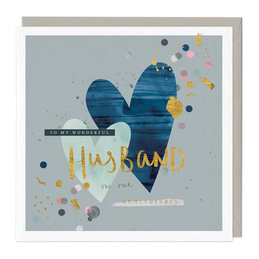 Husband - Our anniversary hearts - card