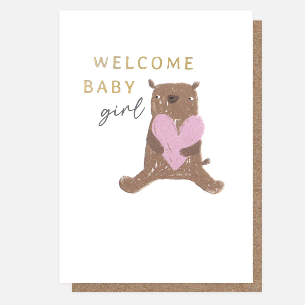 Welcome baby girl, bear- Caroline Gardner card