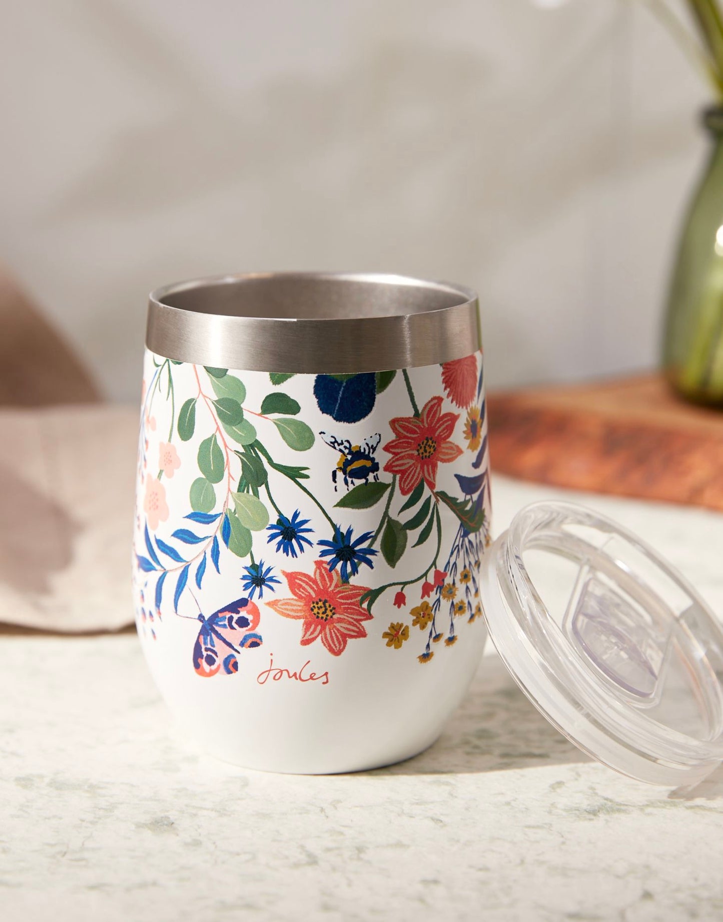 Joules floral travel mug