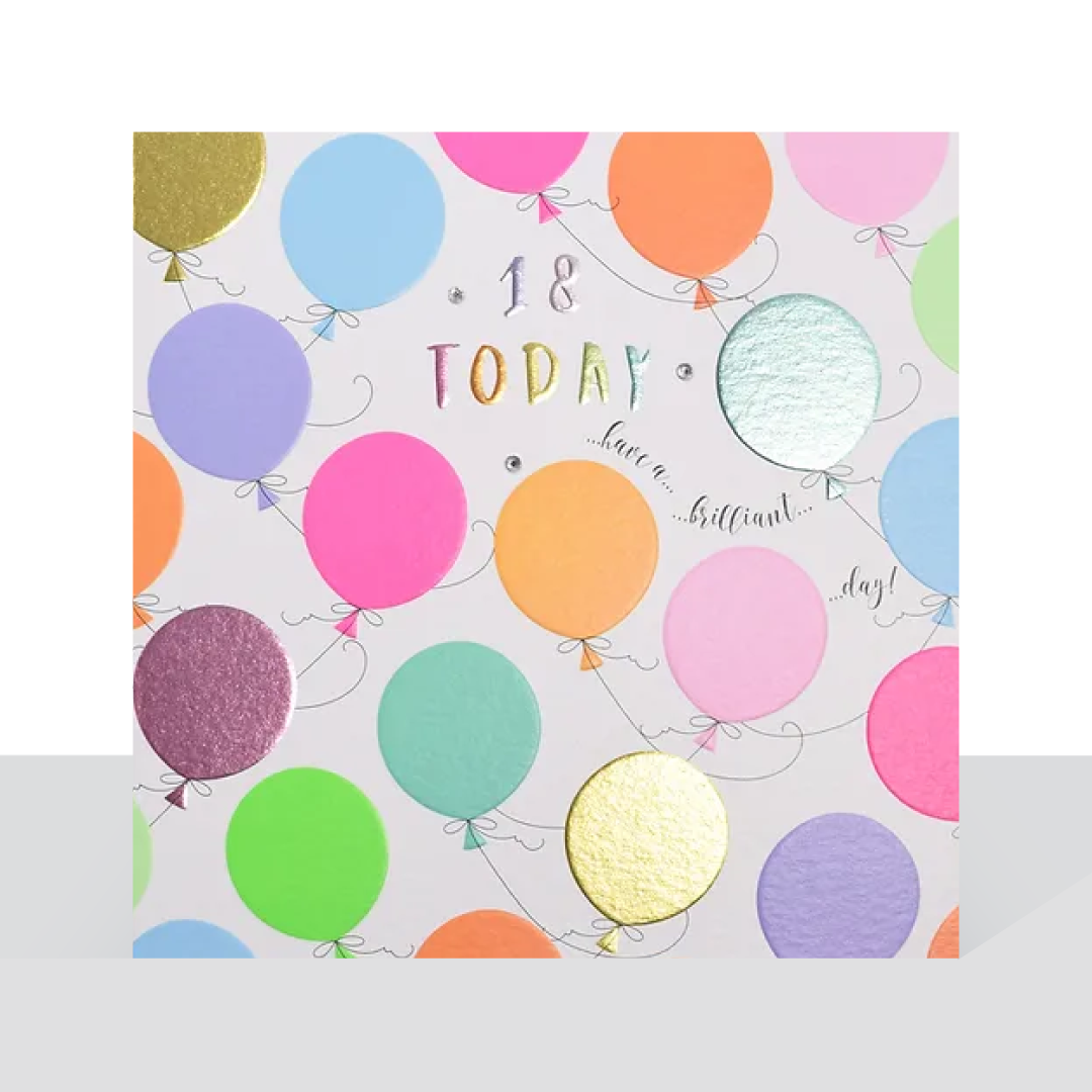 18th birthday, bright balloons card