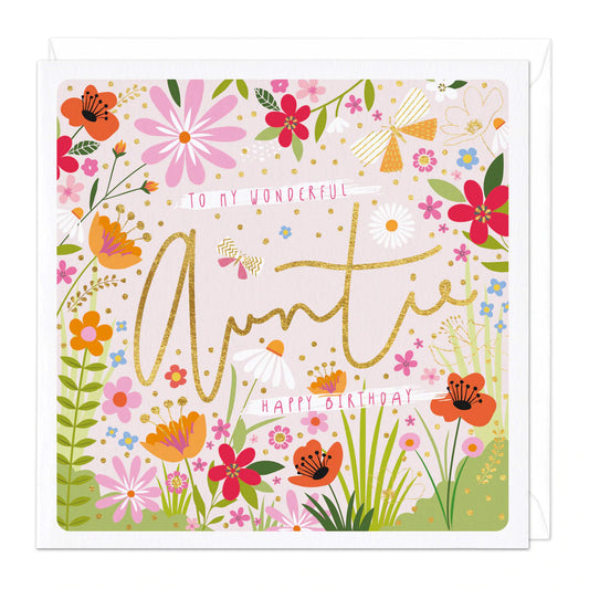 To my wonderful Auntie, birthday flowers - Whistlefish card