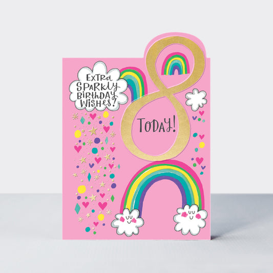 Girls 8th birthday, extra sparkly wishes - Rachel Ellen Tiptoes card