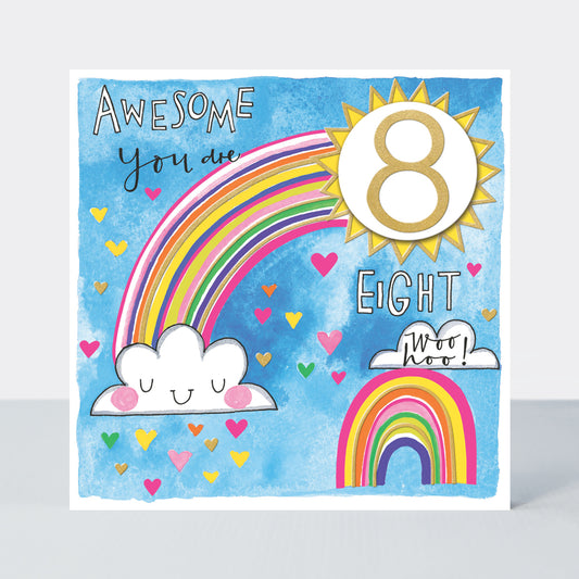 Girls 8th birthday rainbows - Rachel Ellen Chatterbox card