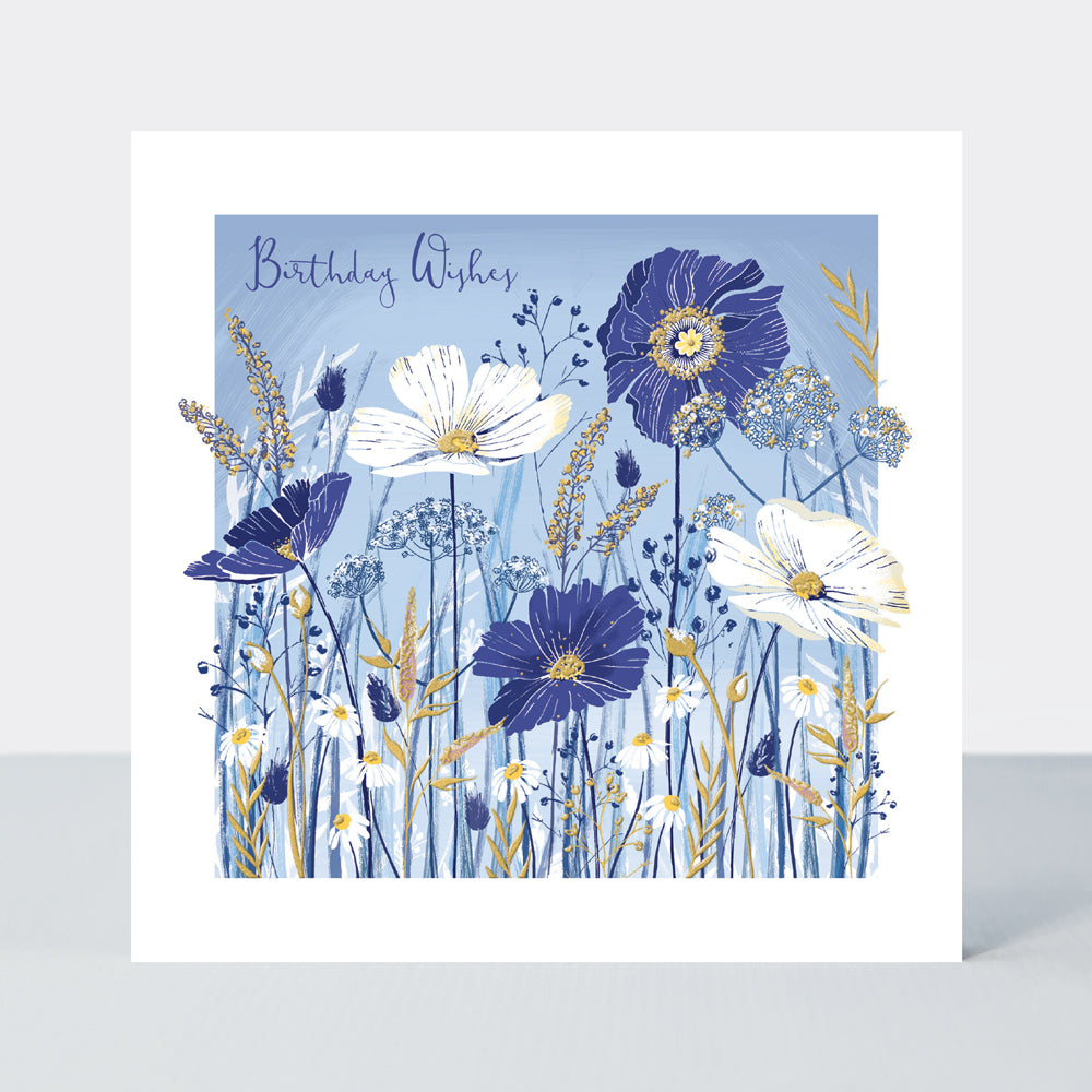 Birthday wishes, blue flowers - Rachel Ellen Gallery card