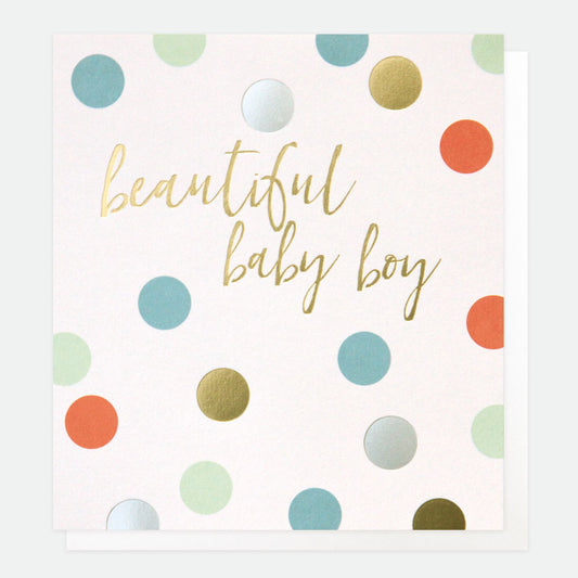 Beautiful baby boy, metallic spots - Caroline Gardner card