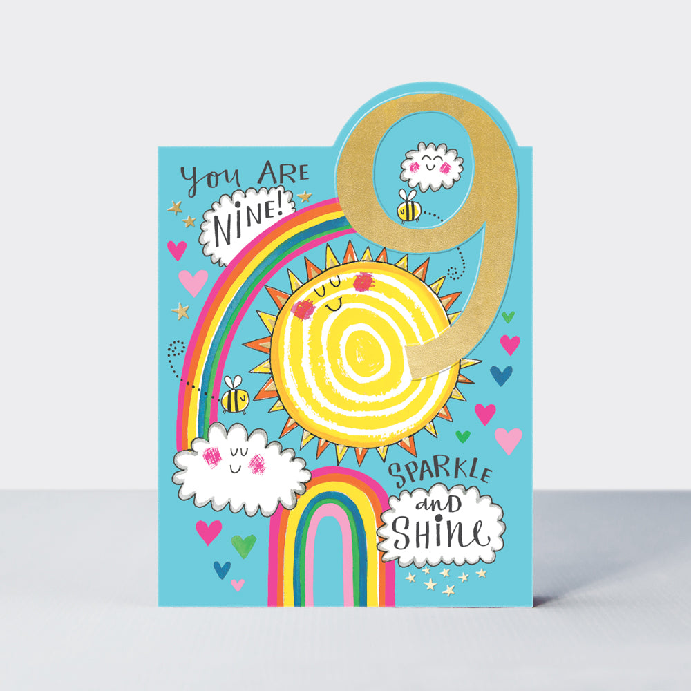 Girls 9th birthday, sparkle & shine - Rachel Ellen Tiptoes card