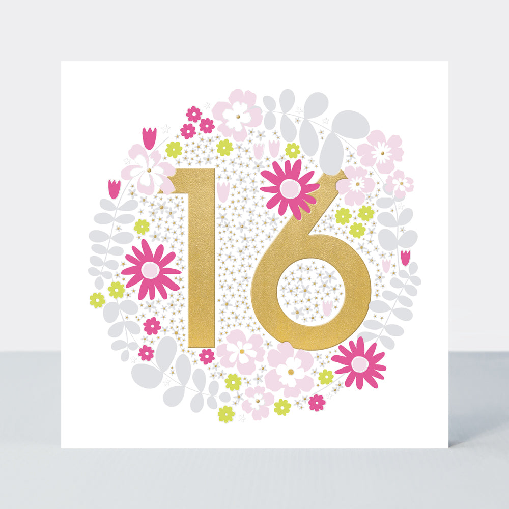 Girls 16th birthday flowers - Rachel Ellen Mika card