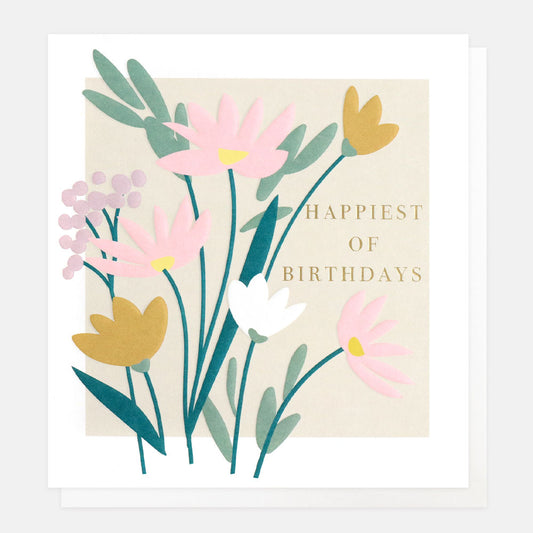 Happiest of birthdays, flowers - card