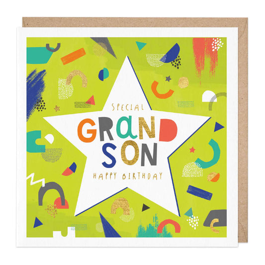 Grandson birthday green star - card