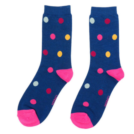 Bamboo socks - navy polka dot spots