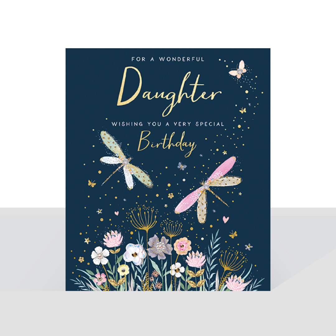 Wonderful Daughter - Birthday dragonflies Violet card