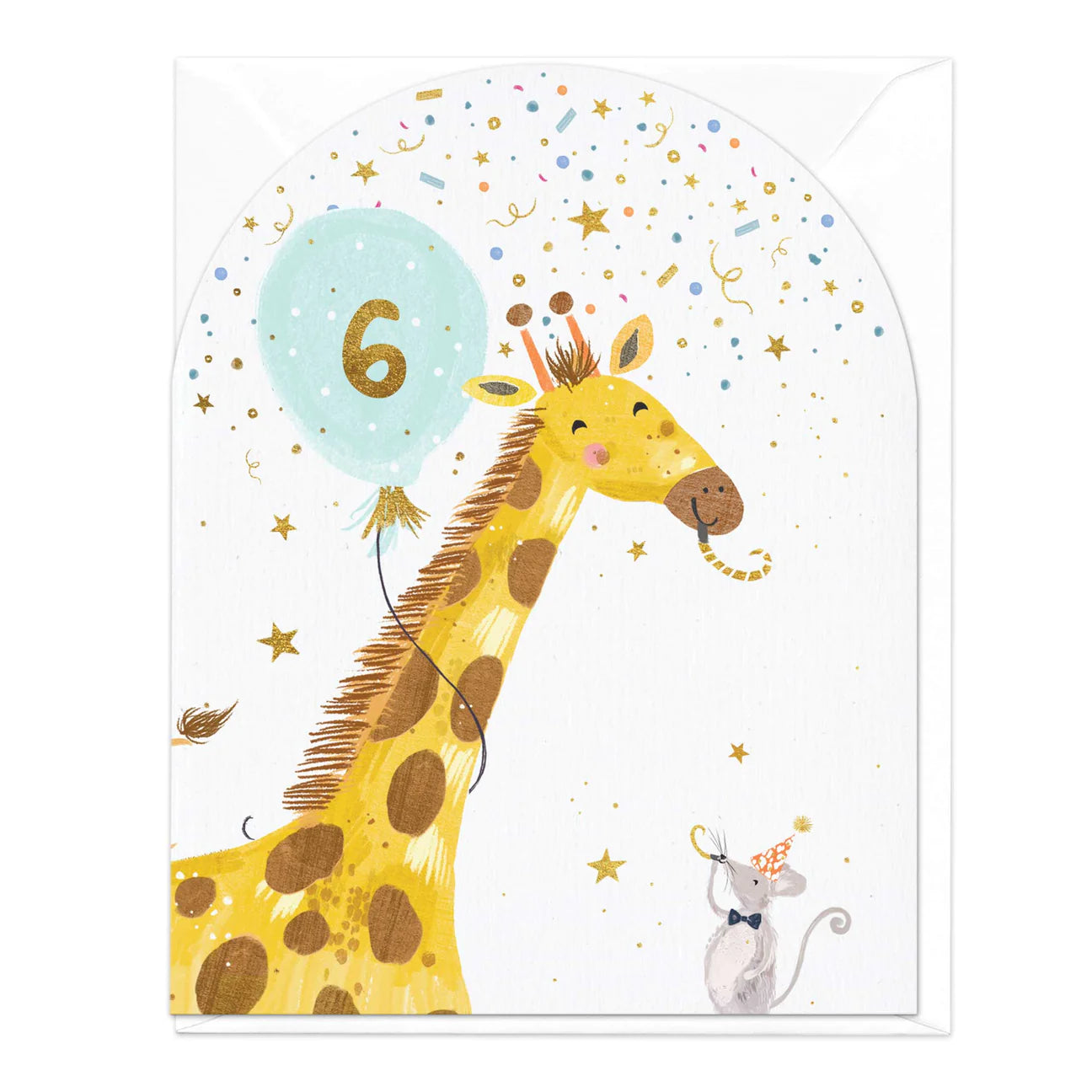 6 today giraffe birthday - card