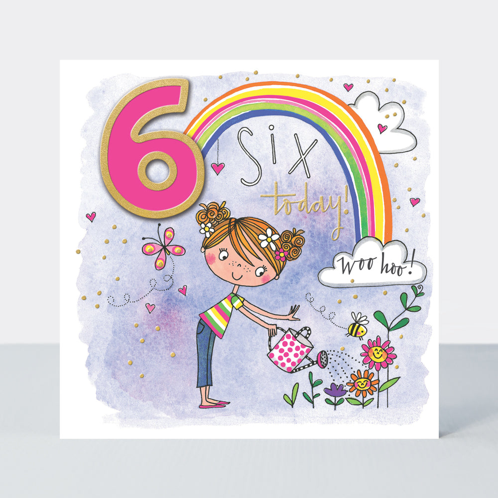 6th birthday gardening girl - Rachel Ellen Chatterbox card