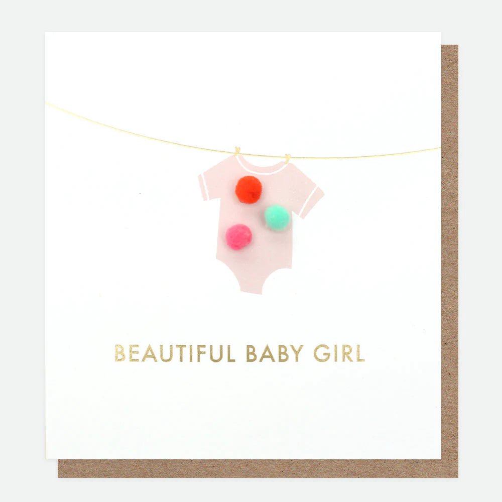 Beautiful baby girl pom pom - card