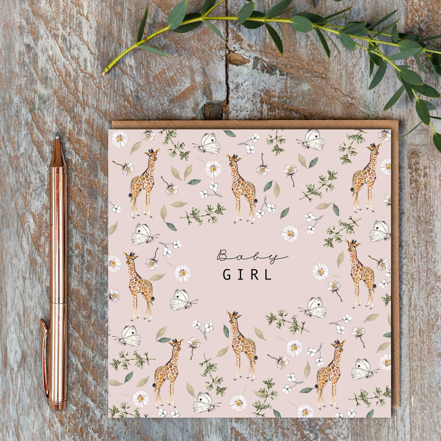 Baby girl giraffes - card