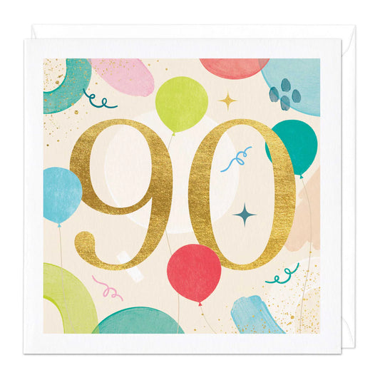 90th birthday balloons - card