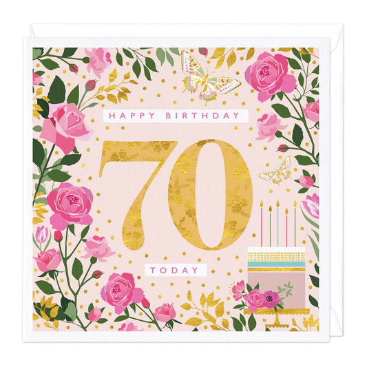 70 today gold floral - card