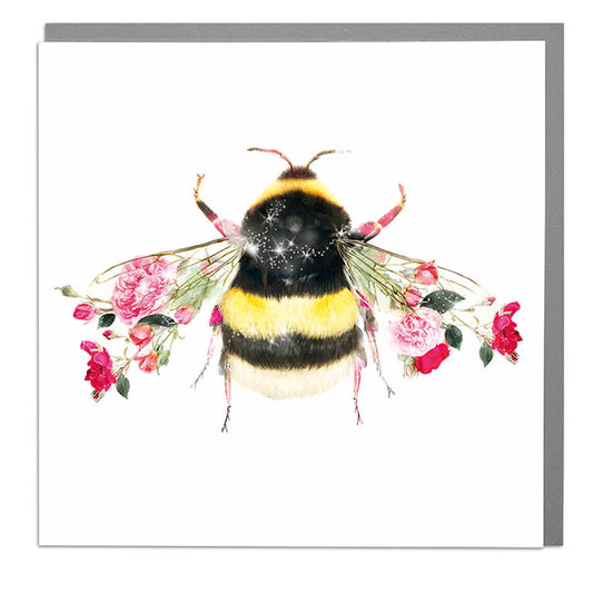 Botanical bumble bee - card