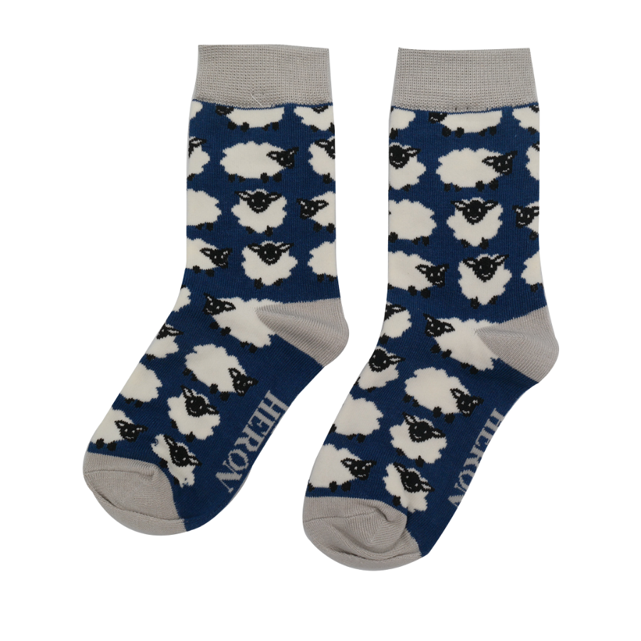 Boys bamboo socks - sheep navy (age 4-6)