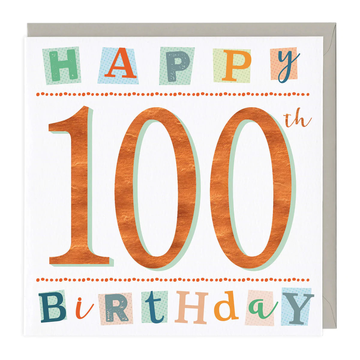 100th birthday, copper foil text - card