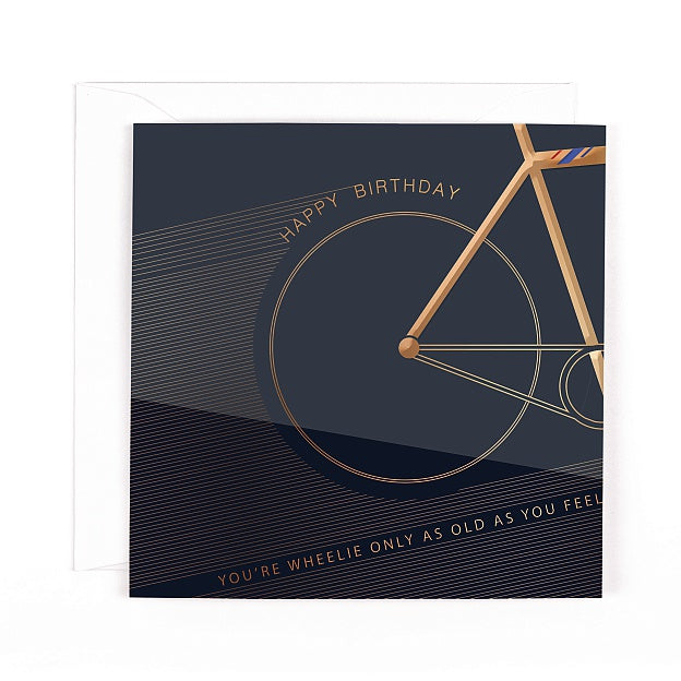 Happy birthday, copper bicycle - card