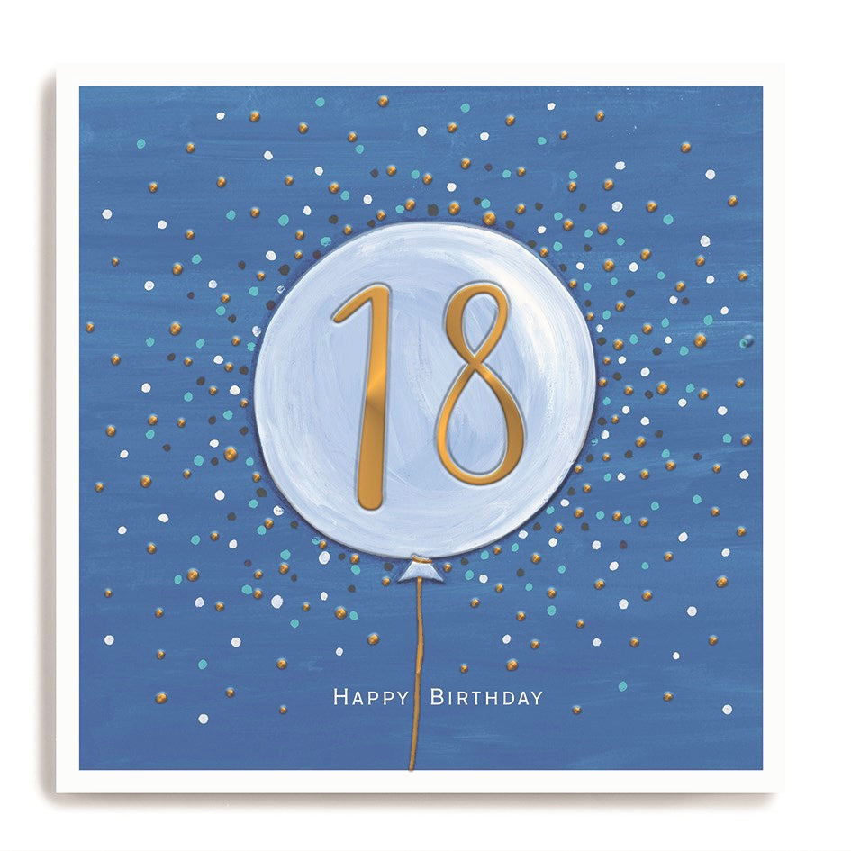 18th blue balloon - card