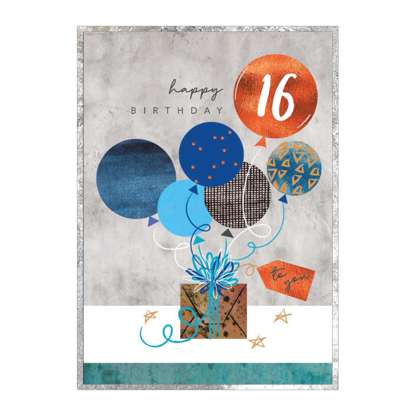 16th birthday copper foil - card