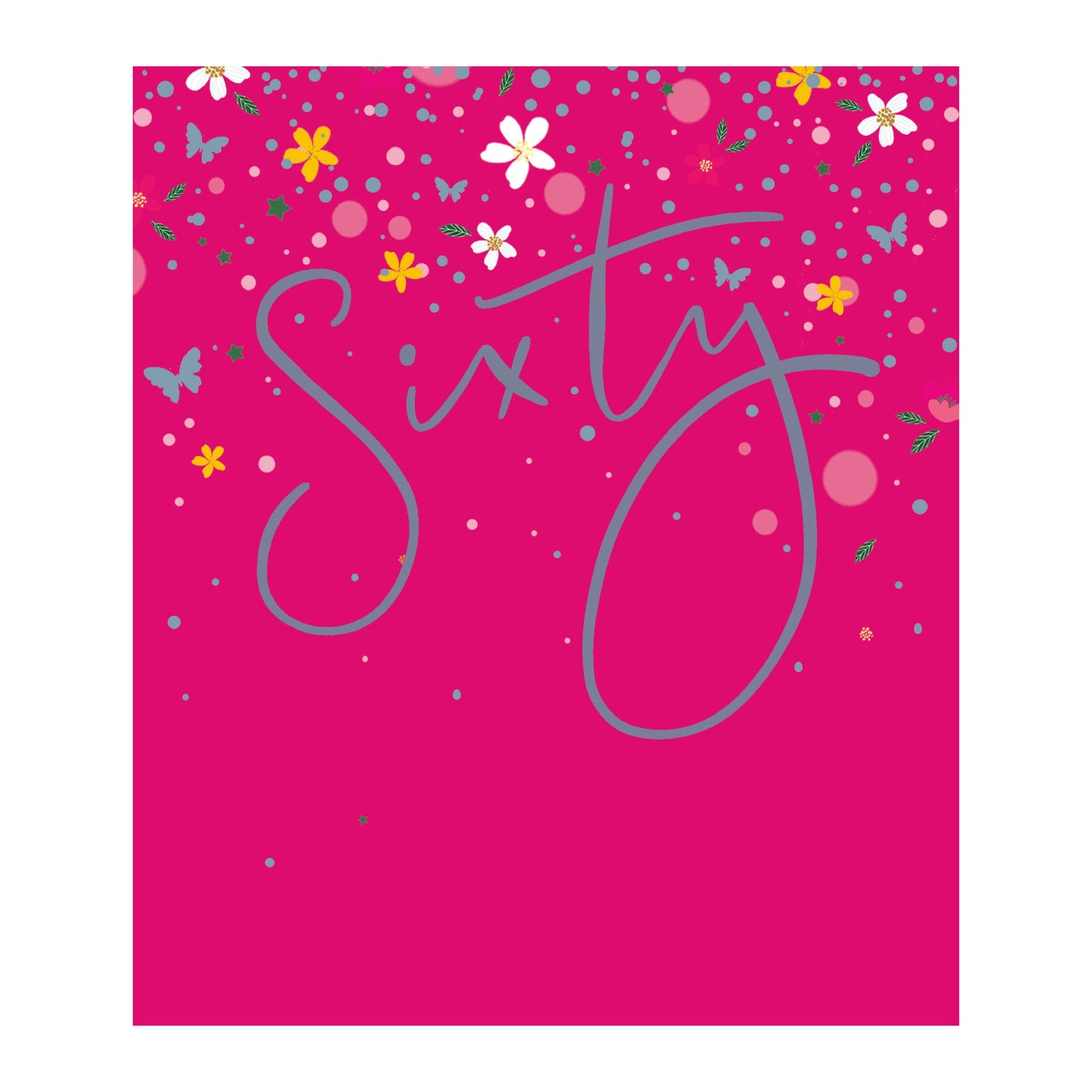 Sixty, pink flowers card